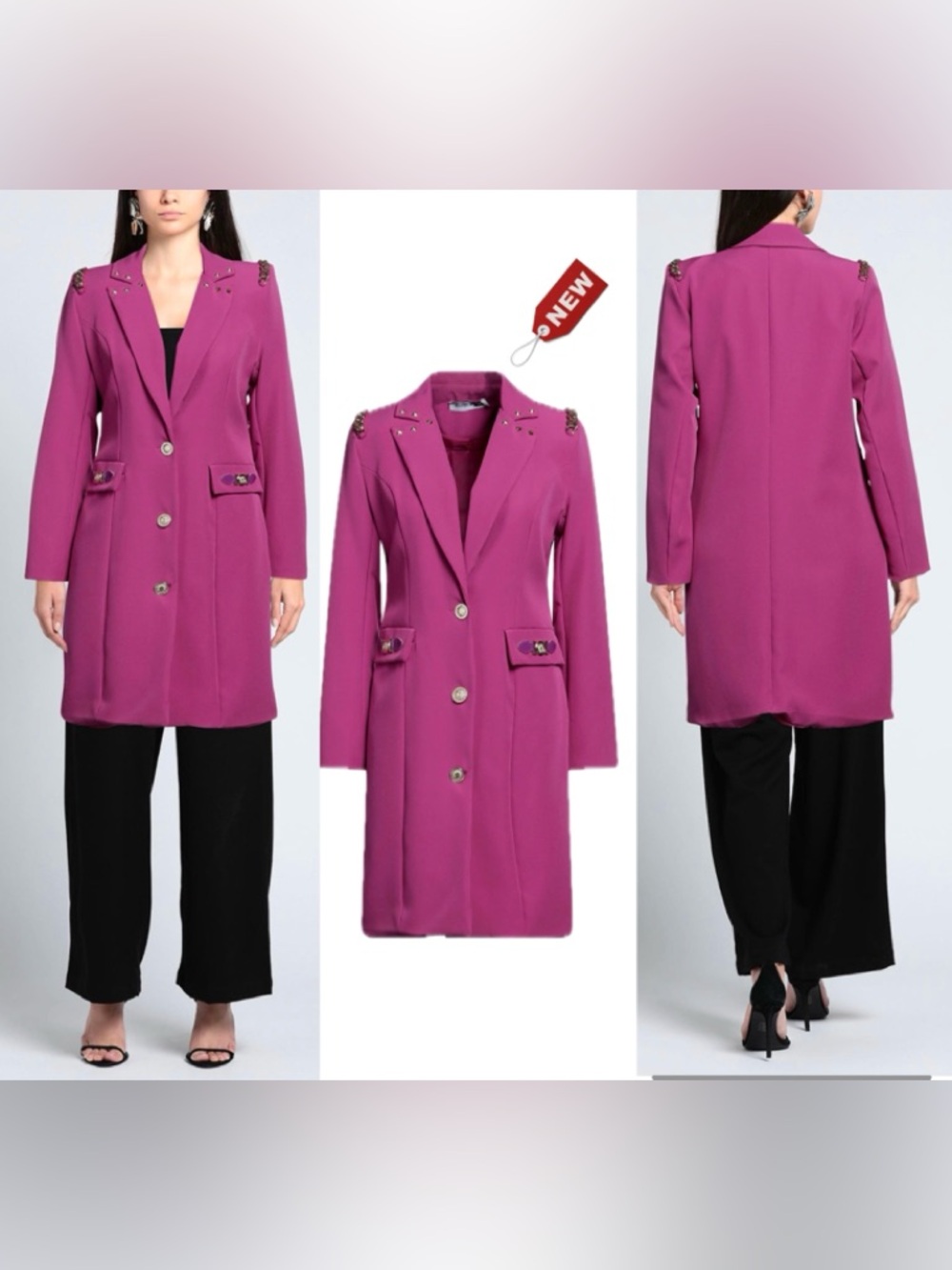 Marci by Gil Santucci bright vibrant purple military style tailored  blazer coat